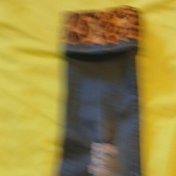 L&B Blue and Brown Jeans with Leopard Print Accents - Picture 5 of 8